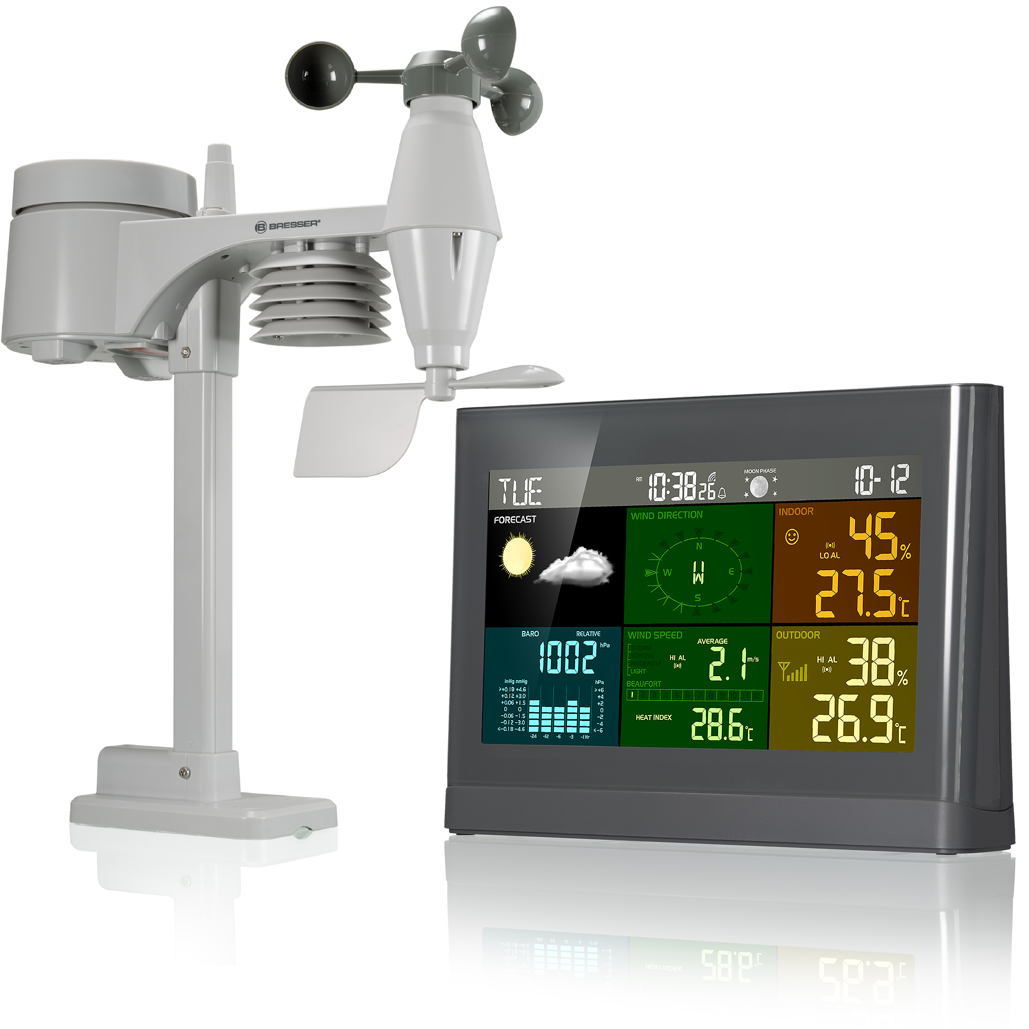 Stazione meteo professionale Comfort 5 in 1 BRESSER con display a 256 colori