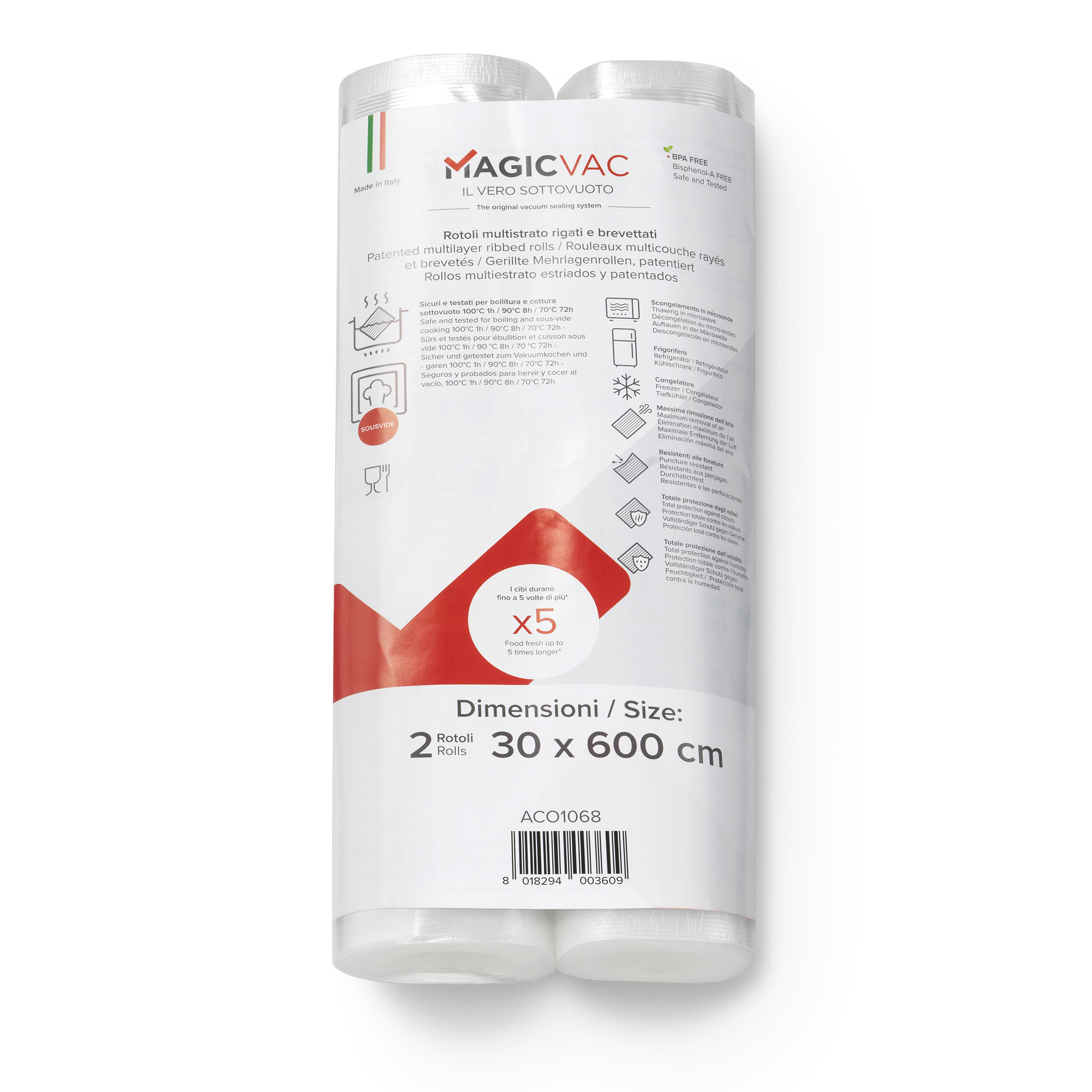 MAGICVAC Rotoli per sottovuoto 30x600 cm 2Pz